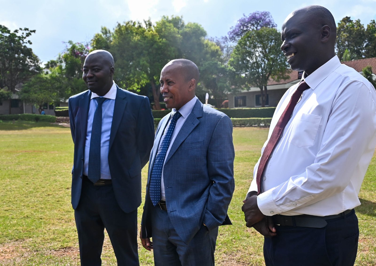 Director General Prof. Nura Mohamed (M) , Director Nairobi Campus Mr. Andrew Rori (l), Chairperson KSG Football Clubs Mr. Eliud Kemboi